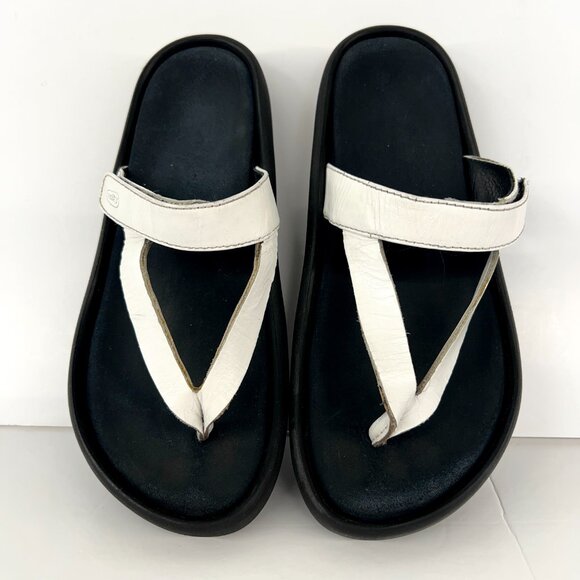 Sz 38EU Wolky Tahiti White Leather Slip On Flip Flop Thong Sandals - Picture 2 of 15